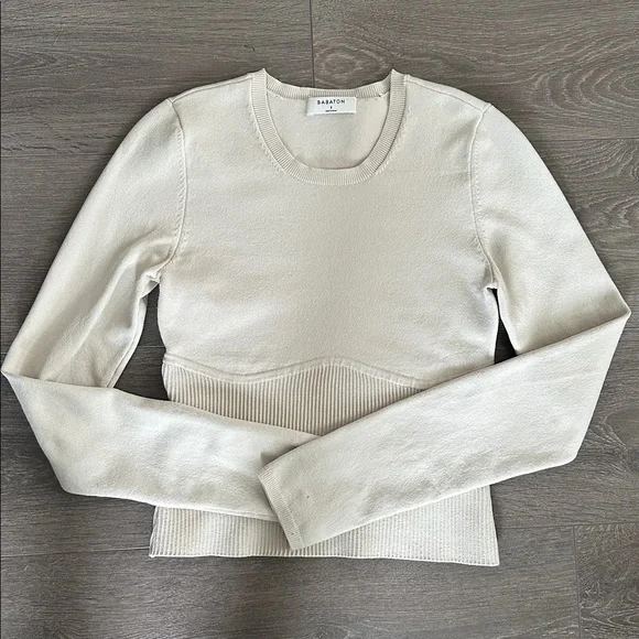 Aritzia Babaton empire sculpt long sleeve top matte pearl small - Picture 4 of 7